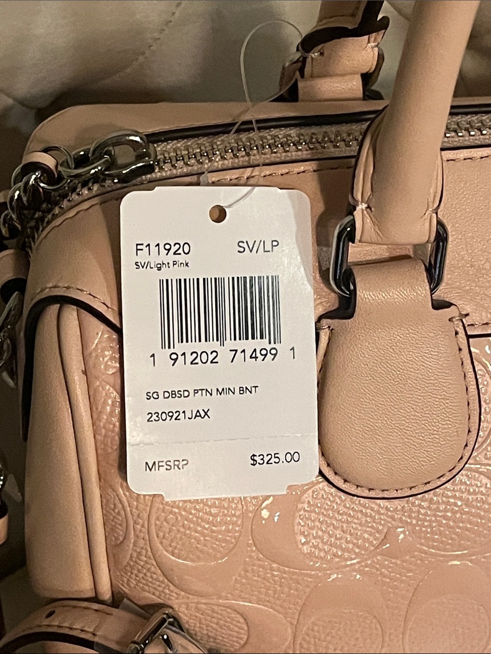 Coach Embossed Pebbled Patent Satchel Crossbody Light Blush Pink Beautiful Lux - Picture 8 of 11